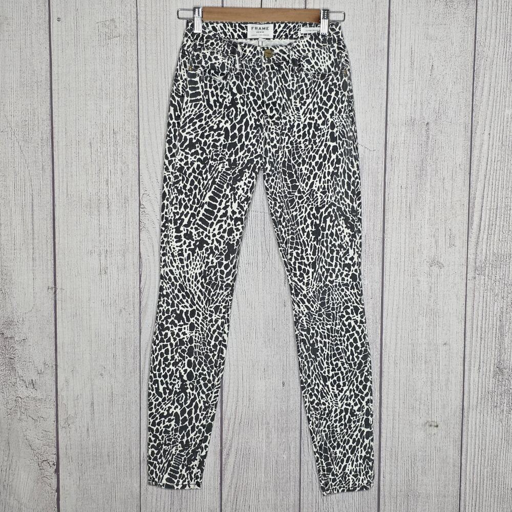FRAME Le High Skinny Noir Multi Animal Print Jeans 24 LHSKAA790P